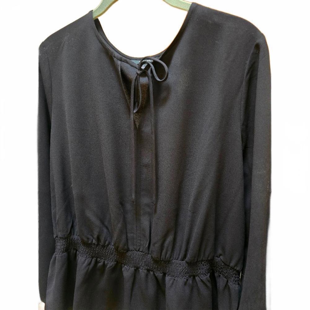 Chic Alfani Black Long Sleeve Top with Smocked Waist, PXL